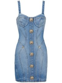 Balmain button-embellished Denim Minidress Blue at Farfetch